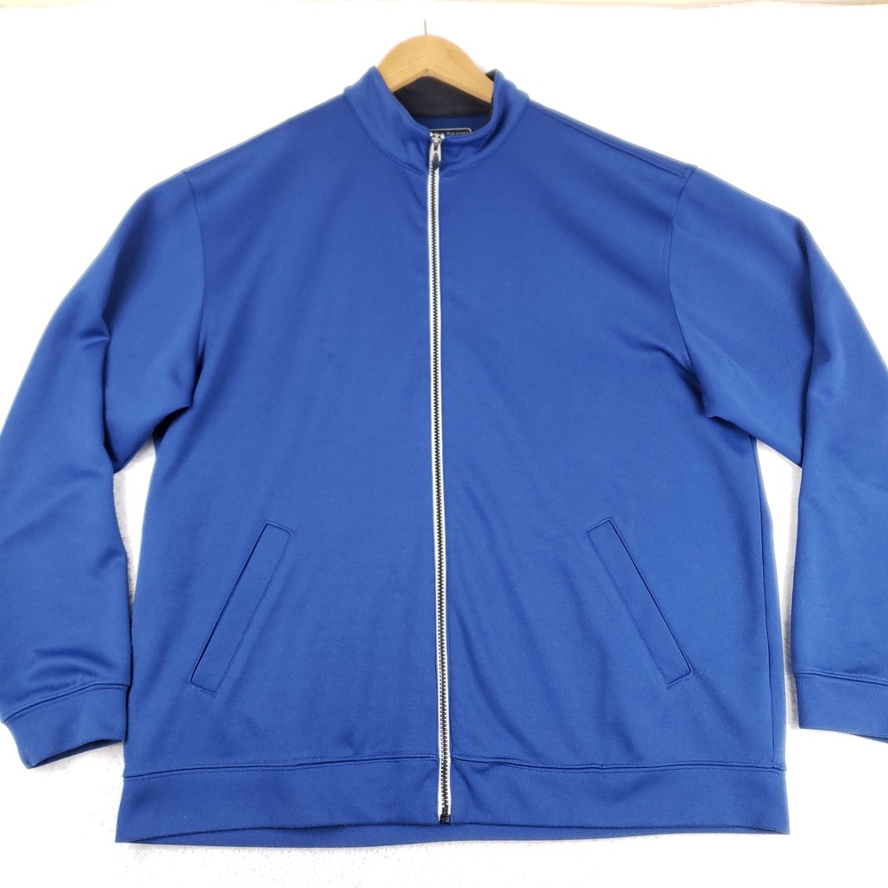 Pebble Beach Performance Mens XL Track Jacket Royal Blue Full Zip Mock Neck Golf